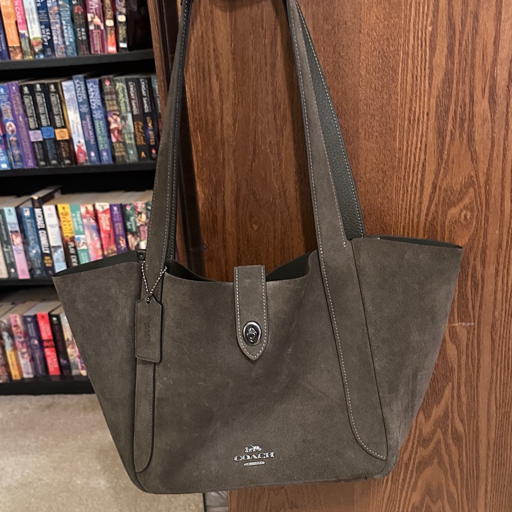 Coach Dark Olive Suede Tote